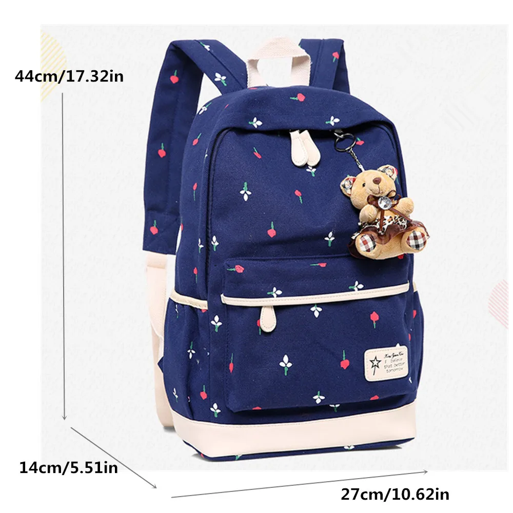 3 шт./комплект женский холщовый рюкзак с цветочным принтом | Багаж и сумки