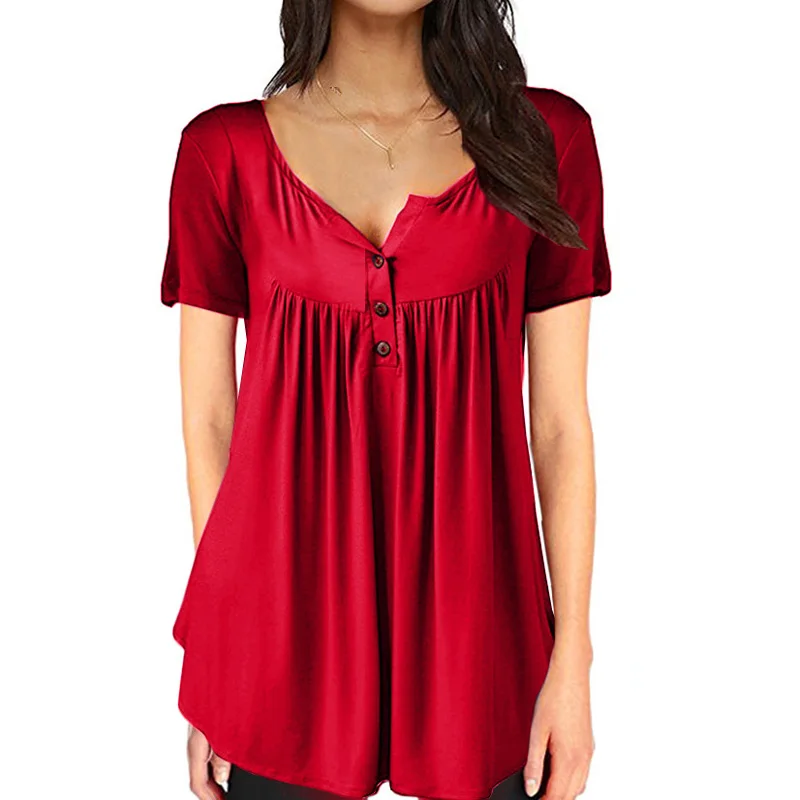 

2019 Women Summer V-Neck Short Sleeve T shirts Loose Sexy camiseta feminina T Shirts Female Plus Size Long Style Tops