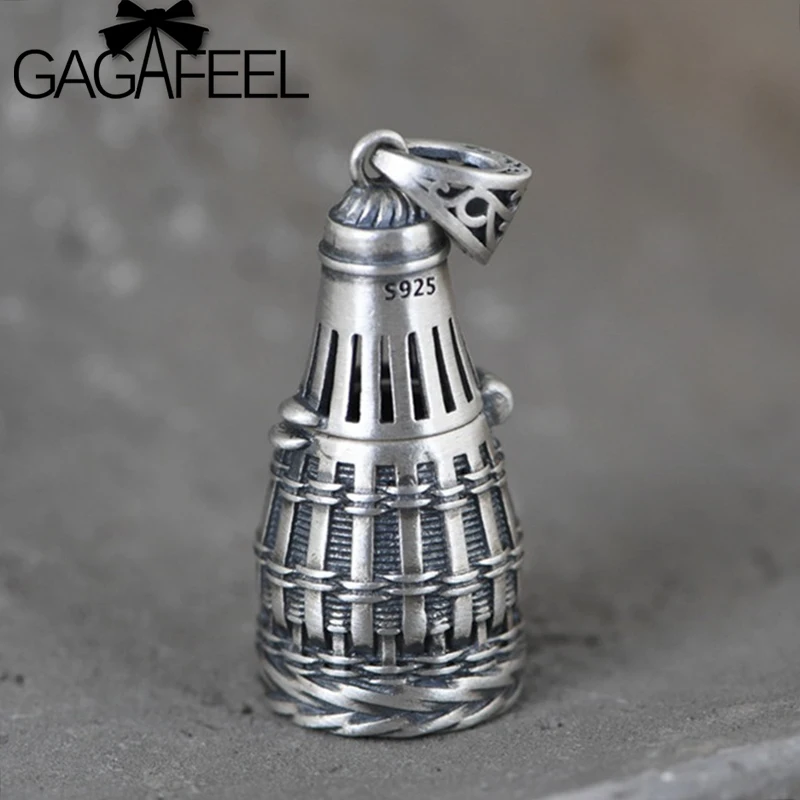 

GAGAFEEL 925 Sterling Silver Fashion Blessing Word Pendant Necklaces Gift Pendant Bamboo Sachet Collier Women Jewelry