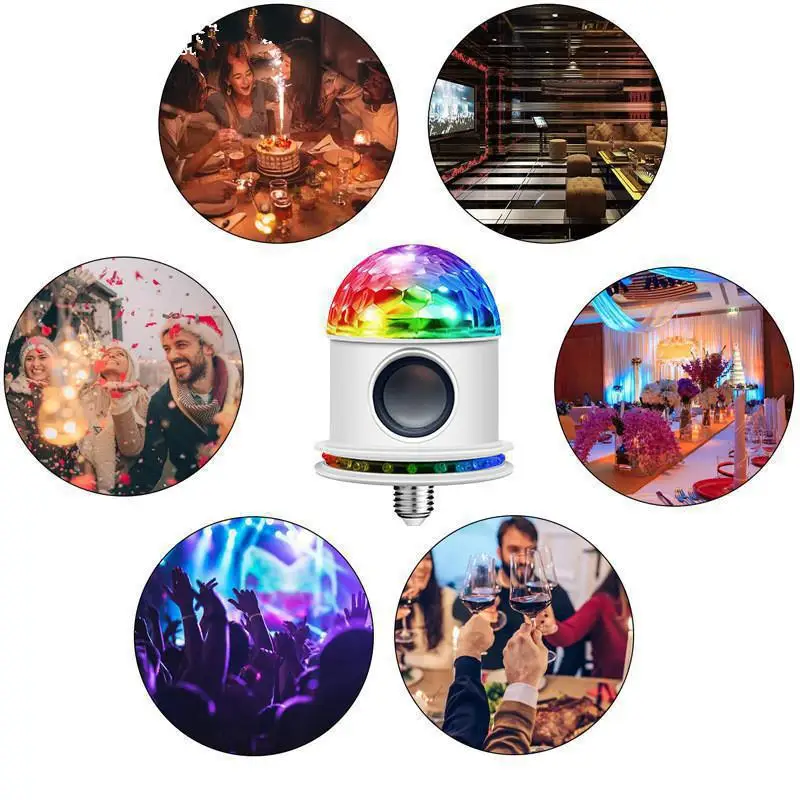 Светодиодный сценический RGB светильник E27 с Bluetooth вращающийся музыкальный