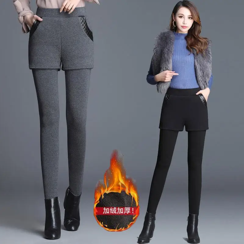 Женские 2019 новые осенние зимние плюс бархатные Леггинсы Большие размеры