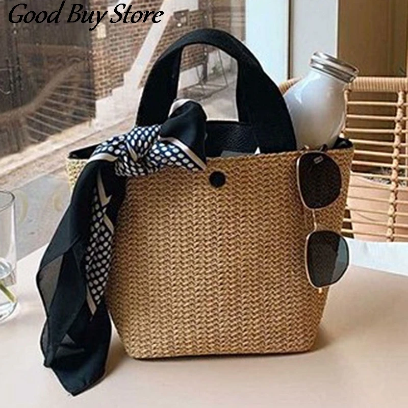 

Summer Straw Knitted Purses Handbags Holiday Beach Totes Women Fashion Shoulder Bag Bohemian Weaving Top Handle Casual Bags