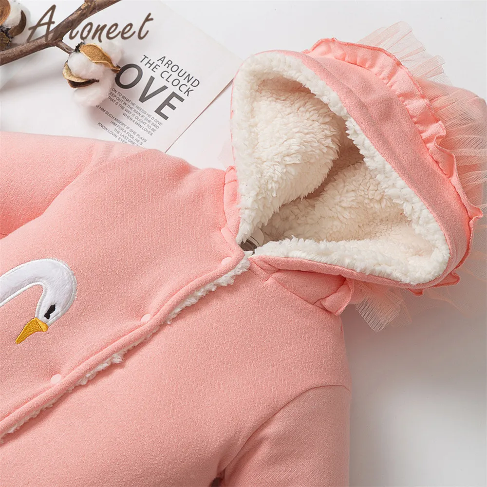 ARLONEET зимняя одежда для маленьких девочек плотное пальто с рисунком лебедя