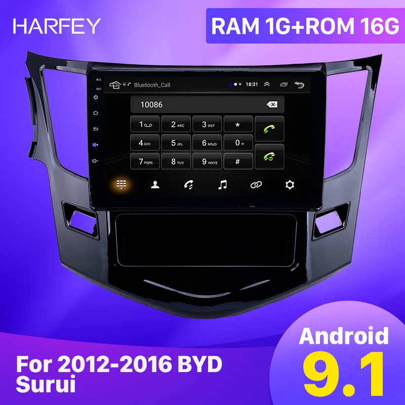 Harfey 9 &quotAndroid9.1 HD сенсорный gps автомобильный радиоприемник для 2012 2013-2016 BYD Surui с Bluetooth