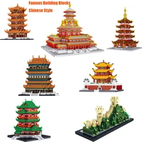 city architecture diamond particle assembled bricks set the great wall yueyang tower chinese famouse blocks model