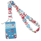 Умный держатель для карт ER667 с мультяшным рисунком кошки и шляпы, держатель для карт, держатель для карт в автобусе, держатель для карт со шнурком, модные подарки для детей