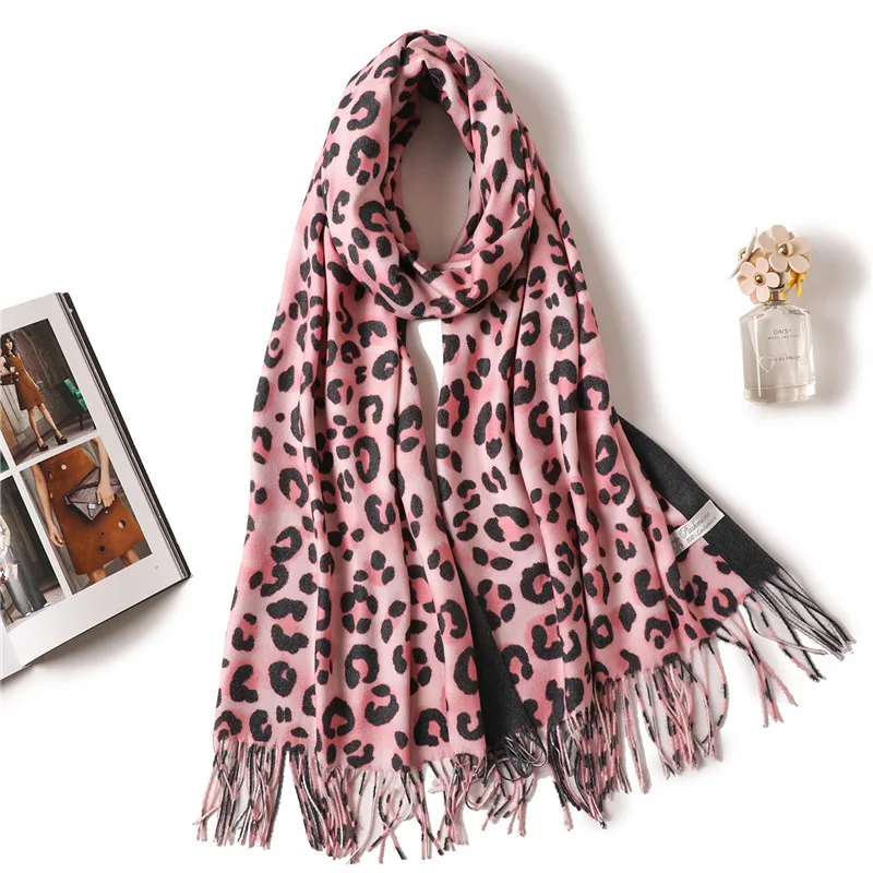 

Brand Designer women scarf fashion 2019 winter cashmere scarves Leopard Print long pashmina lady shawls wraps neck head warmer