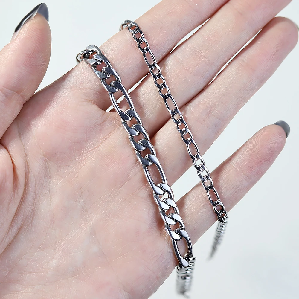 Мужская цепь 4/6 мм браслет из нержавеющей стали панцирная кубинская для мужчин