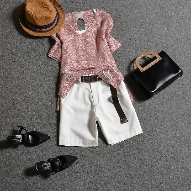 Женский спортивный костюм свитер с блестками и брюки Повседневный элегантный