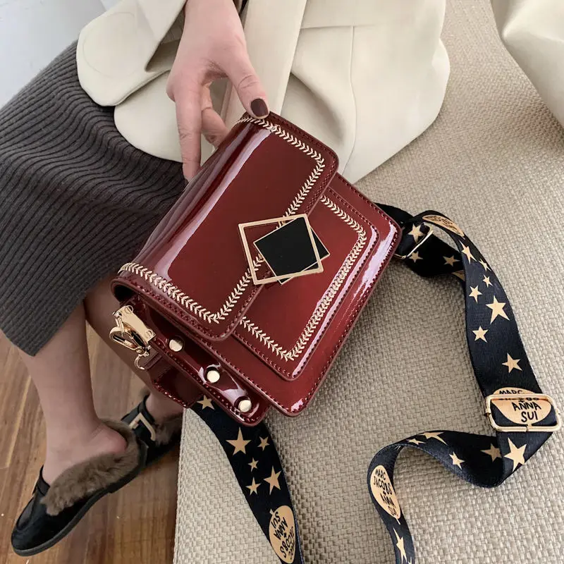 

Spring and summer wide shoulder bag women 2021 new fashion high quality texture texture texture slung single shoulder bag