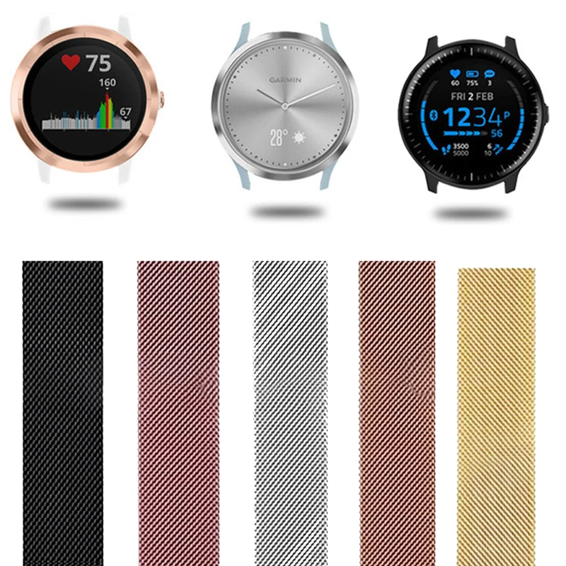 

Ремешок для часов, Миланская петля, ремешок для смарт-часов Garmin Vivoactive 3 4 Вену шаг 3 Luxe Смарт ремешок для наручных часов магнитные браслеты для...