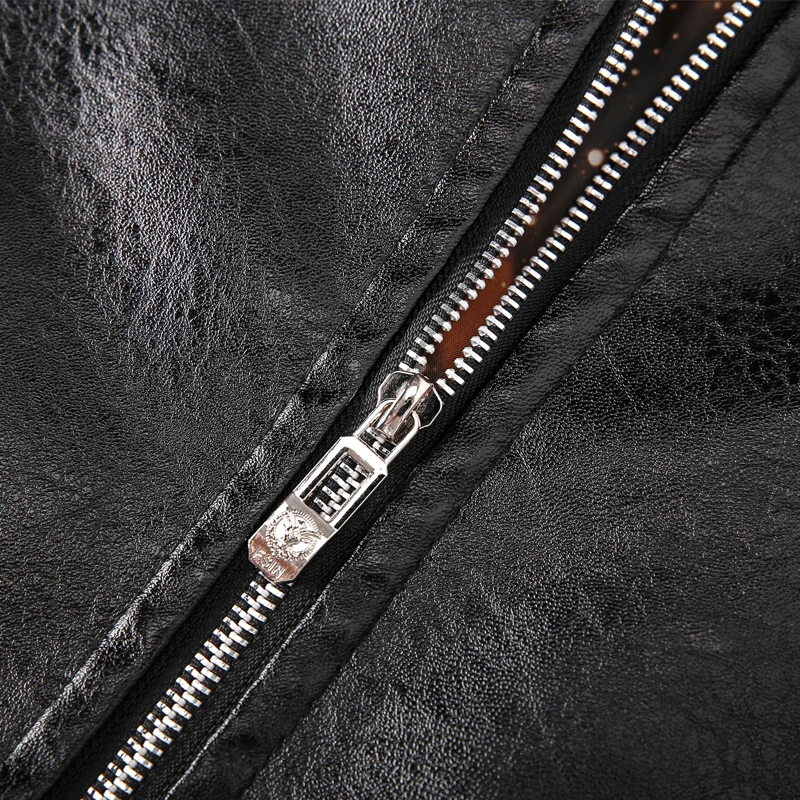 Мотоциклетная Байкерская кожаная куртка мужские черные Модные Кожаные Куртки из