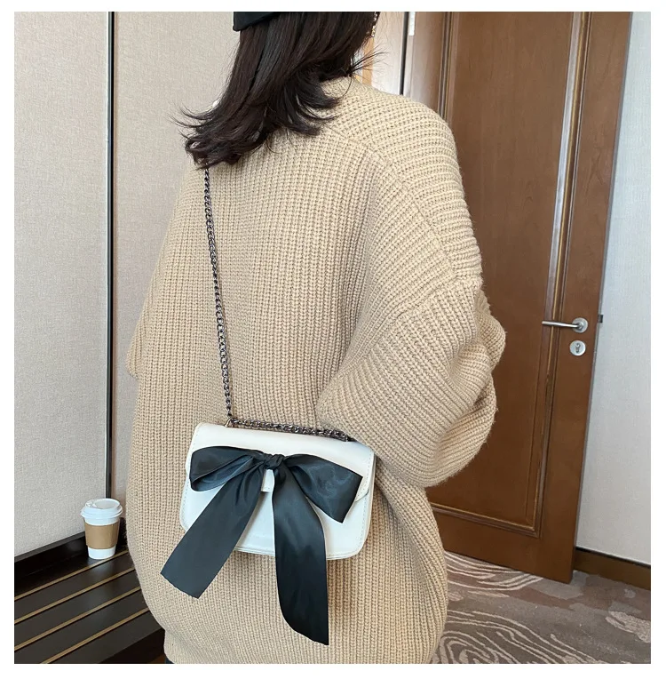 Модная сумка через плечо с бантом и цепочкой стильные сумки-мессенджеры женские