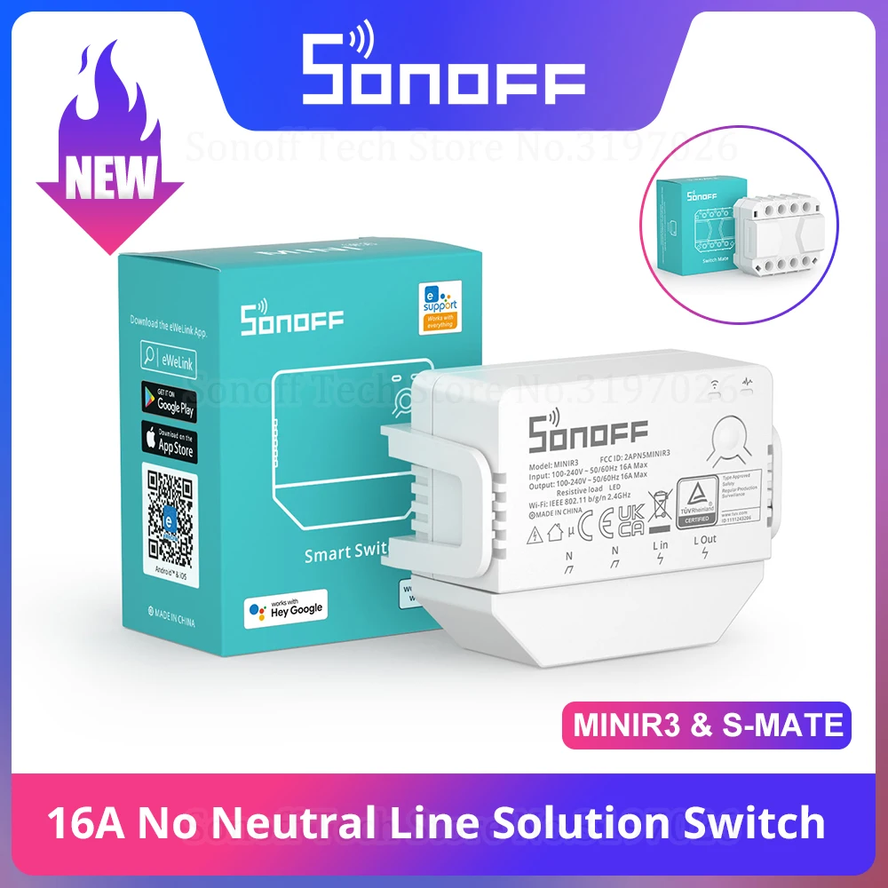 SONOFF MINI R3 16A Smart Switch REST API Решение без нейтральной линии с S-MATE eWeLink-Remote Control через eWeLink