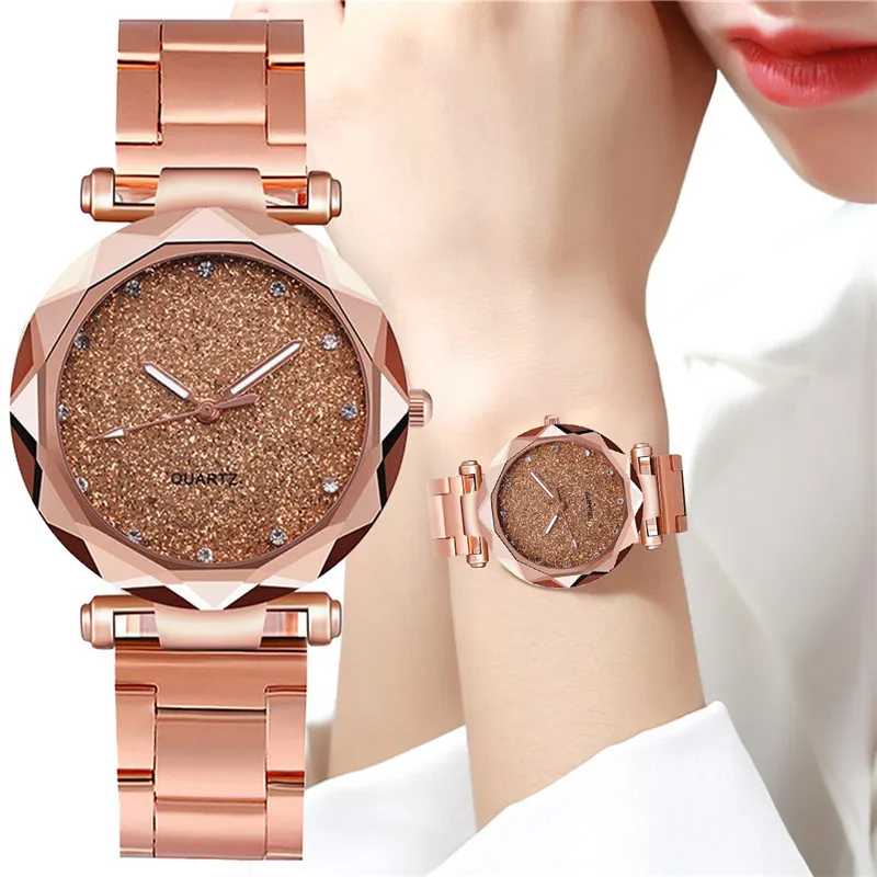 

Women's Starry Sky Inlaid Diamond Fashion Quartz Watch Steel Band Watches