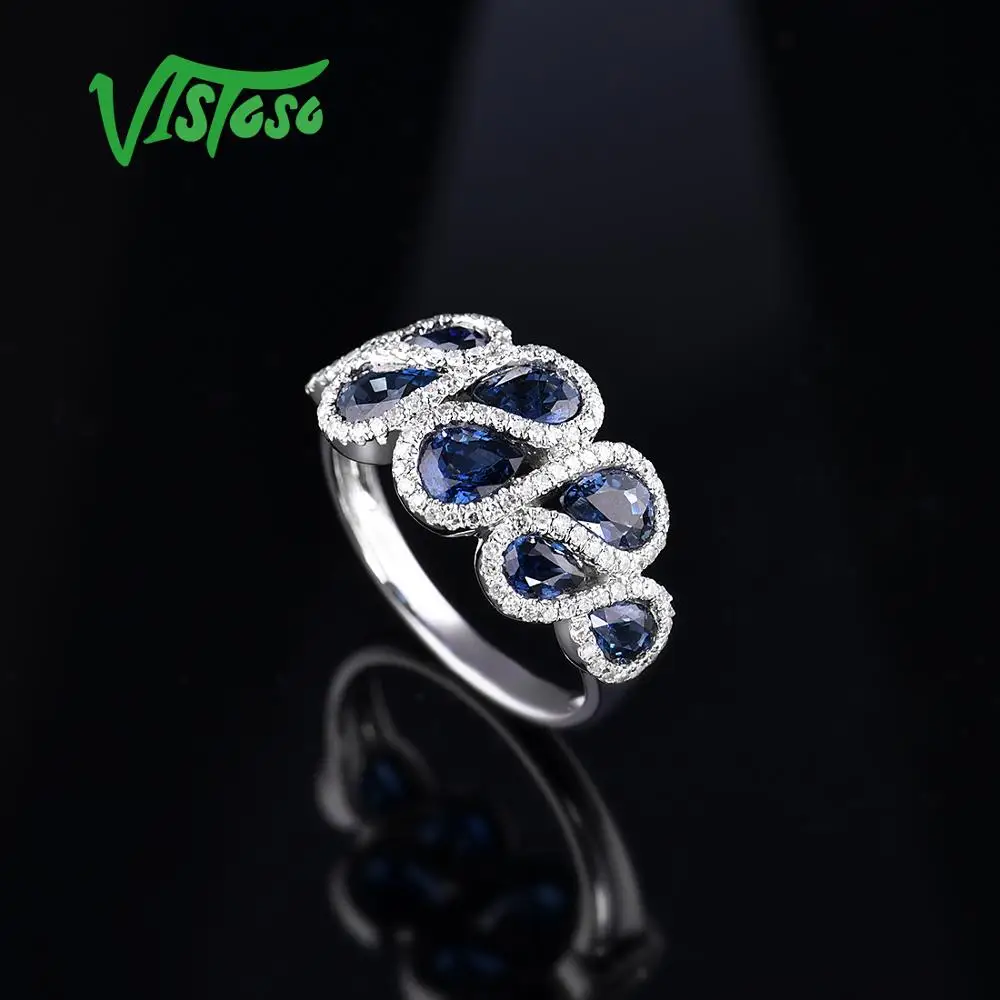 VISTOSO 14 K кольца из белого золота для женщин подлинные сверкающие бриллианты