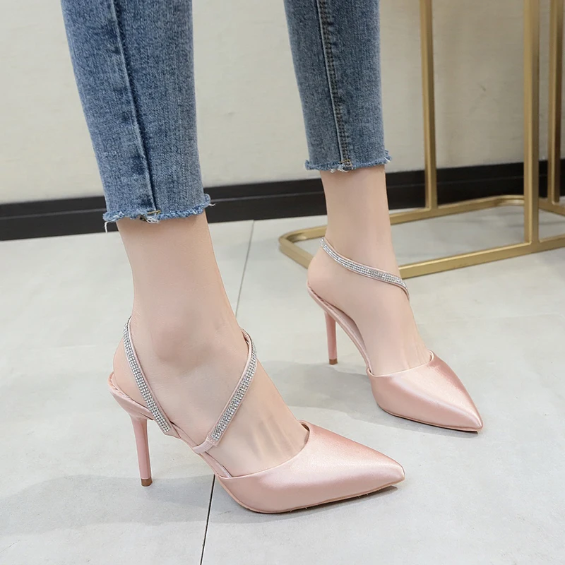 Туфли-лодочки Rimocy женские на тонком высоком каблуке с ремешком со стразами