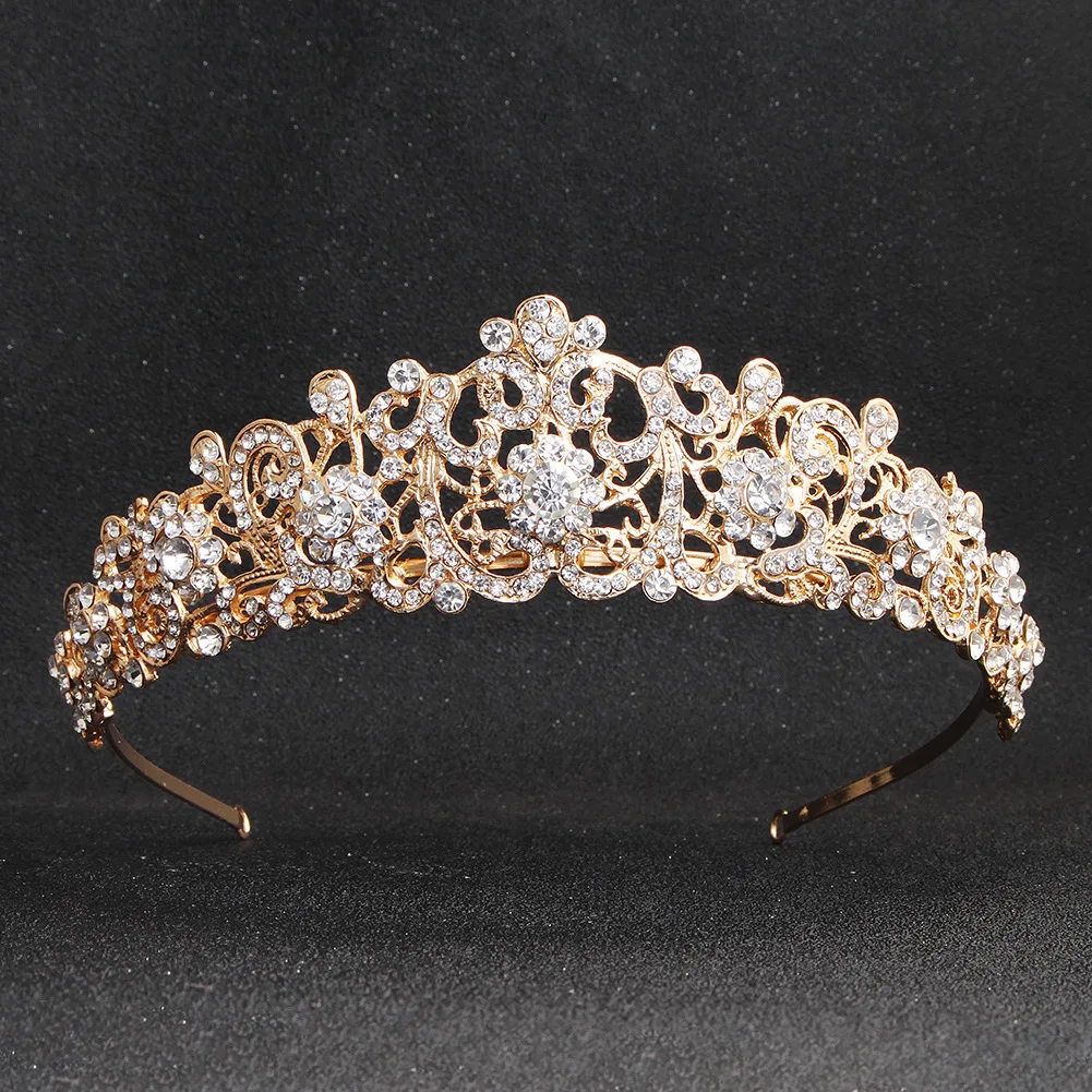 

bridal crystal headband crown baroque round crown rhinestone headband wedding headdress women hair accessories luxury jewelry