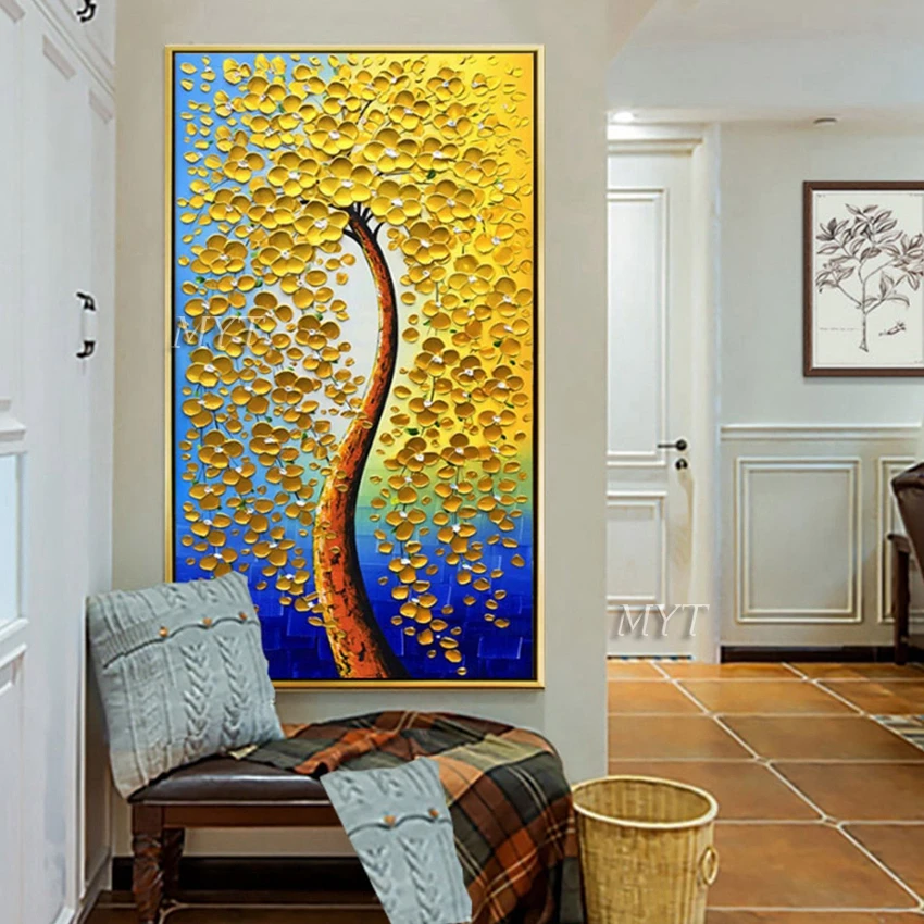 

100% Hand Painted Textured Palette Knife Red Flower Oil Painting Abstract Modern Canvas Wall Art Living Room Decor Picture
