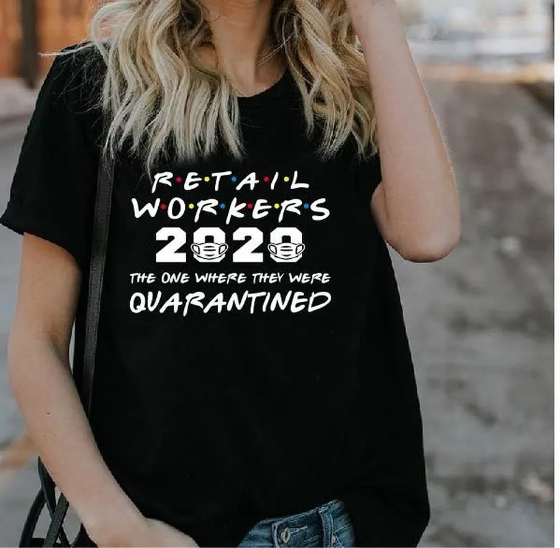 Розничных работников 2020 с буквенным принтом Футболка для женщин коротким