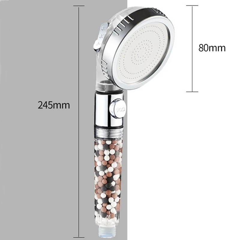ZhangJi Bathroom 3-Function SPA Shower Head with Switch Stop Button high Pressure Anion Filter Bath Head Water Saving Shower images - 6