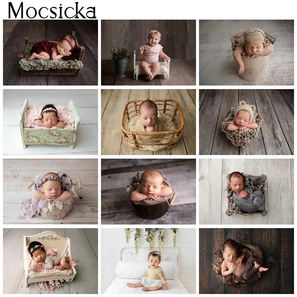 

Wood Floor Newborn Children Portrait Photography Backdrop Rustic Wooden Texture Photo Booth Background Props photocall studio