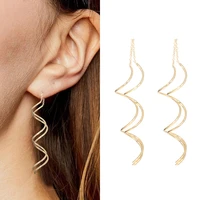 unique twisted bar long line chain earrings drop dangle earrings for women fashion simple jewelry gift 1 pair
