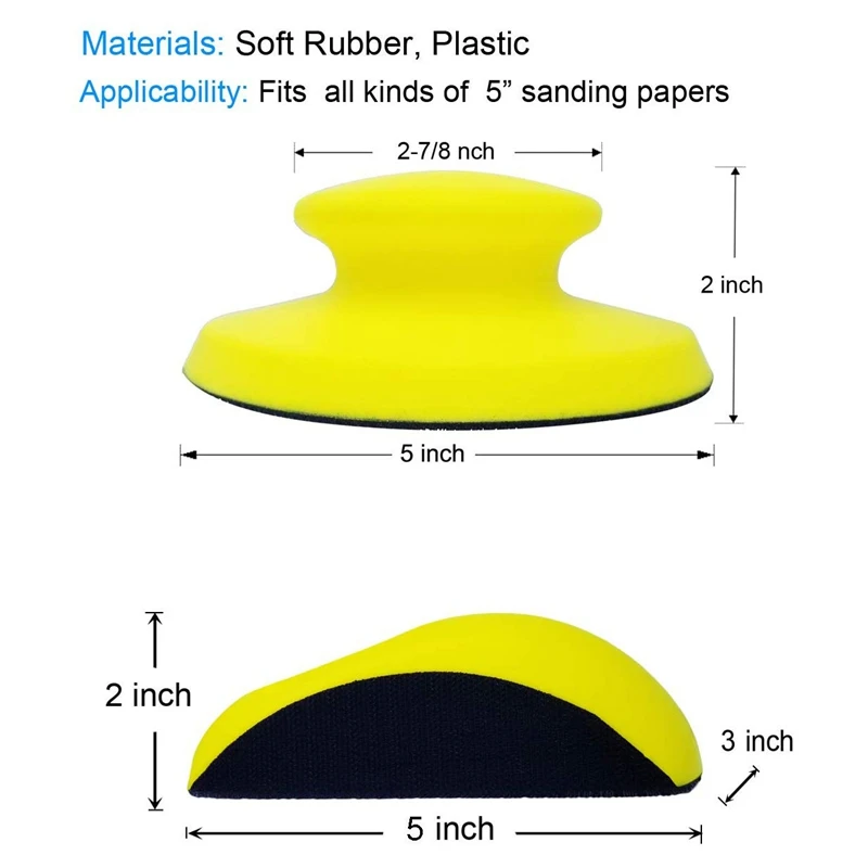 2 упаковки 5 дюймовых ручных шлифовальных блоков круглые и в форме мыши для