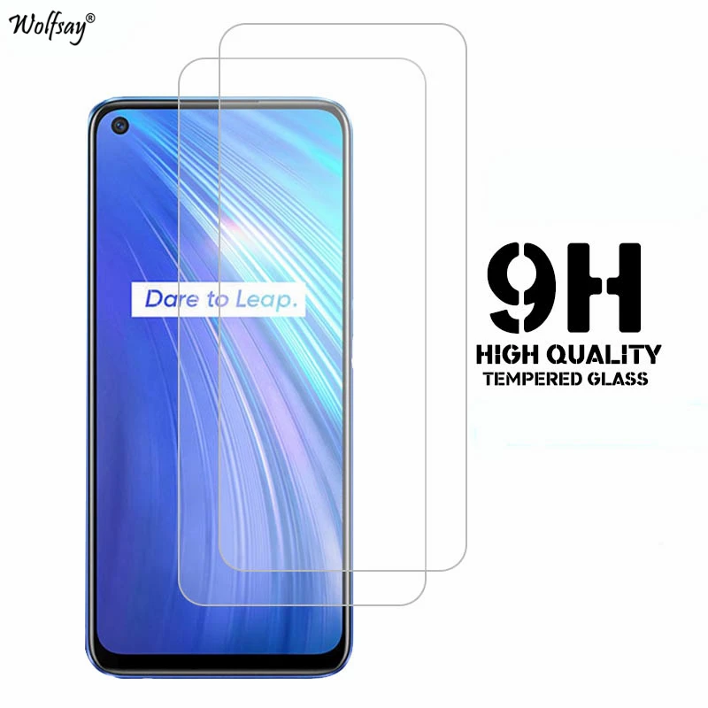 Protector de pantalla de vidrio templado para tel&eacute;fono m&oacute;vil, pel&iacute;cula antiara&ntilde;azos para OPPO Realme 6 9H, 2 uds.-0