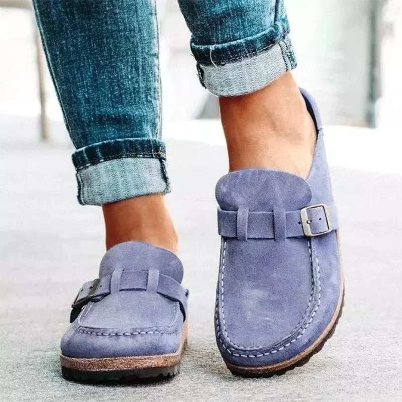 

Women's High Quality Suede Solid Round Head Low Heel Flat Bottom Classic Fashion Comfortable Casual Sandals and Slippers YX256