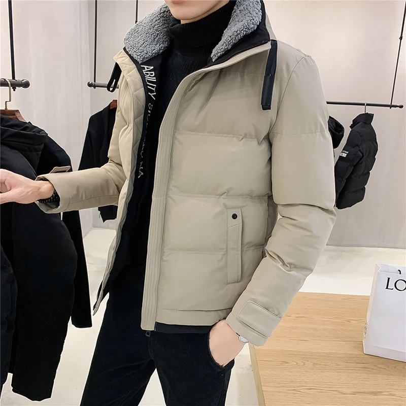 Winter Mens Warm Cotton-padded Coat Hooded Embroidery Casual Thick Parka  Puffer Jacket  Winter Coat Men K09