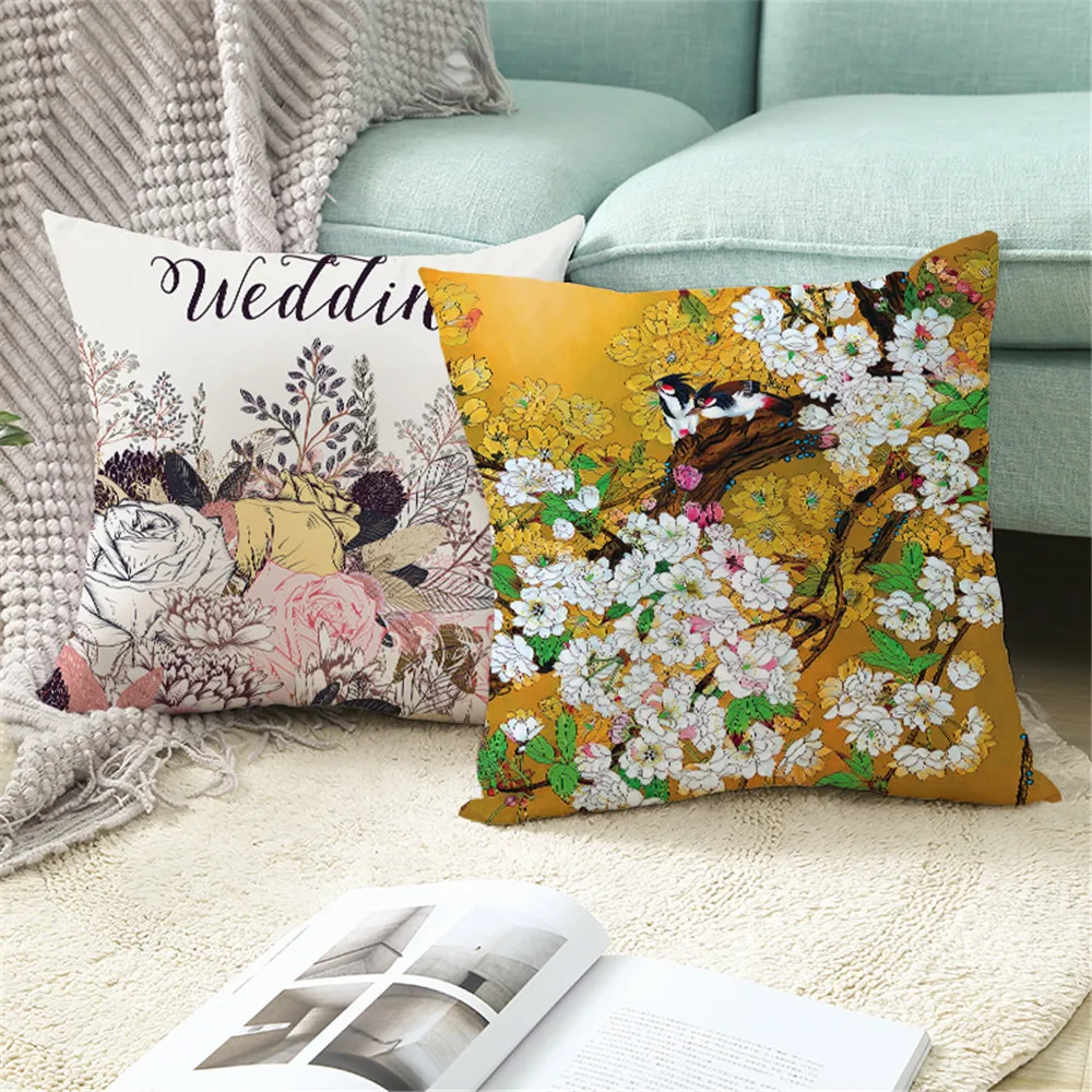 

Custo The Peach Blossom Pillowcases Decorative Sofa Room Bed Pillow Cover Home Car Cute Cushion Case 45*45cm(One Side) TPR044