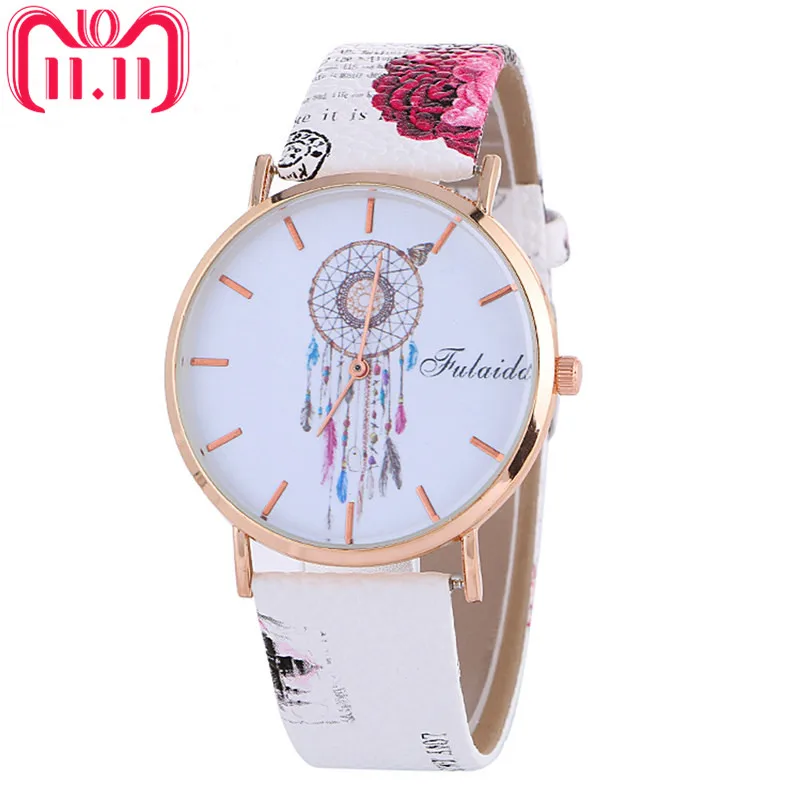 

Fashion Women Watches Dreamcatcher Pattern Watch Colored Leather Band Analog Quartz Wrist Watch Luxury Dress Clock reloj mujer#C