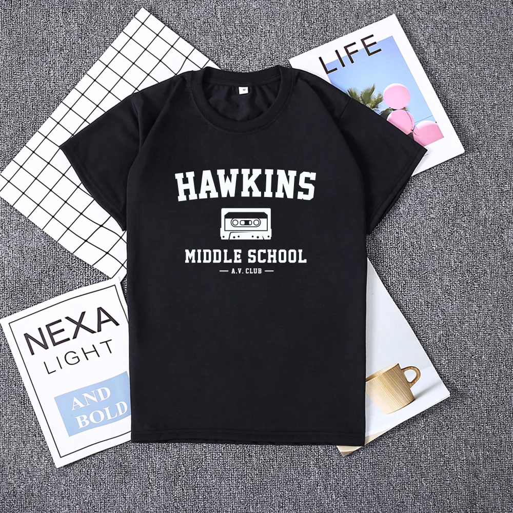 Hillbilly Hawkins Middle School AV клуб печати футболки Для женщин Harajuku кепки в стиле Tumblr