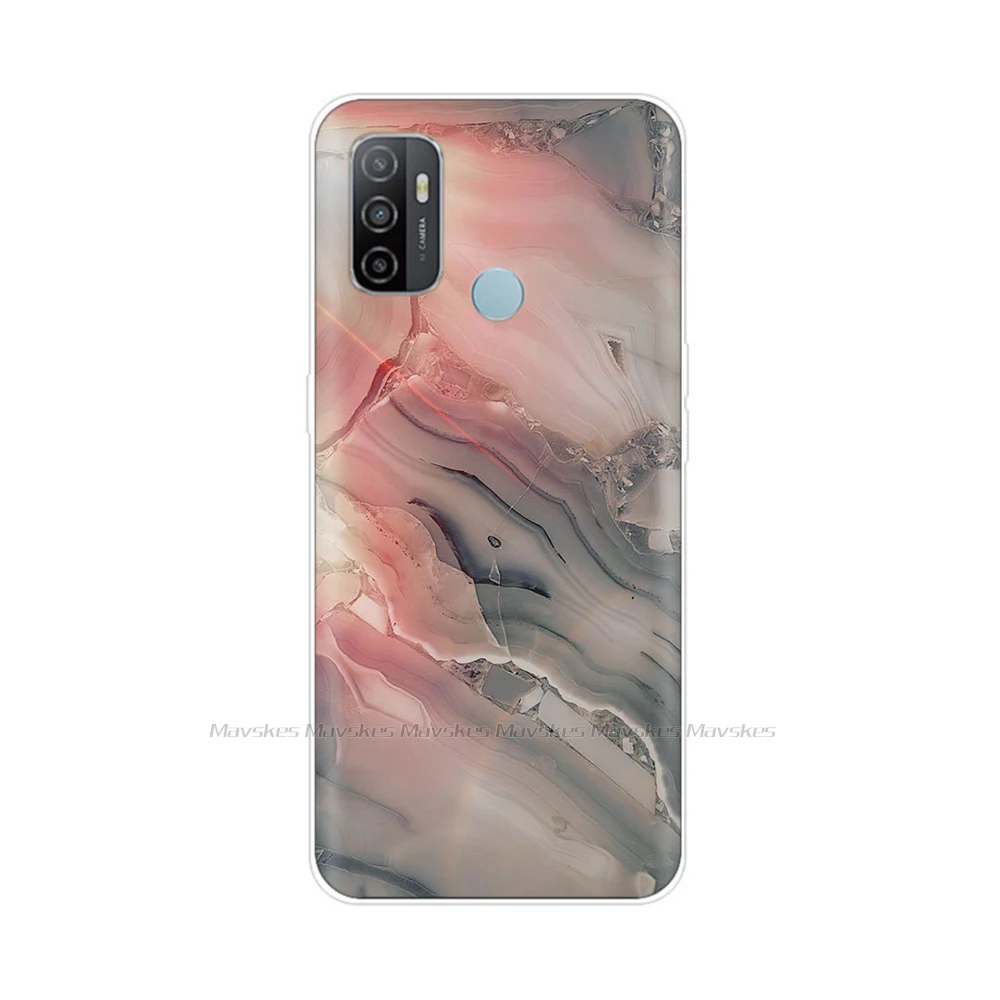 Silicone Case for OPPO A53 2020 Case A53 Full Protection for OPPOA53 A 53 Case Shockproof Cartoon Flower Painted TPU Phone Case