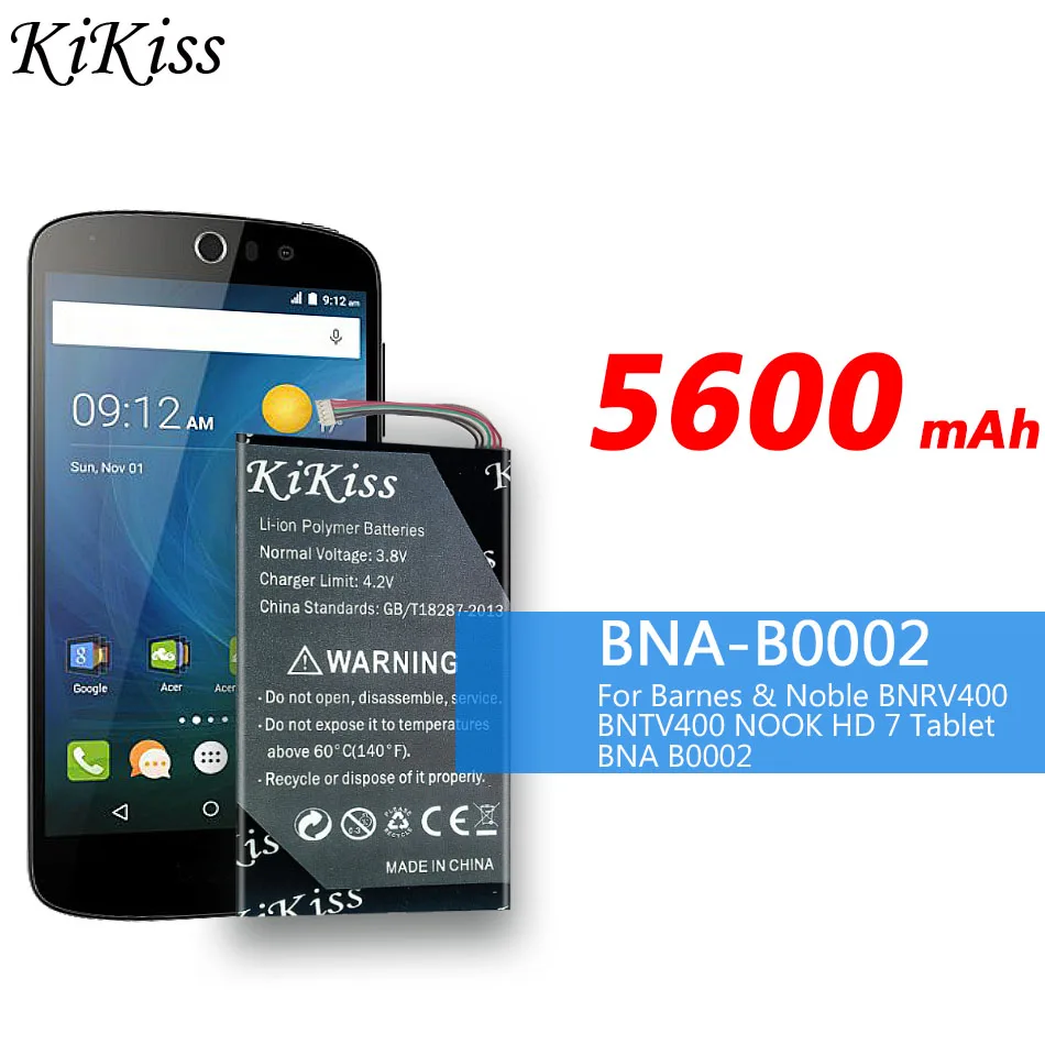 Мощный аккумулятор 5600 мАч BNA B0002 для BARNES NOBLE NOOK электронная книга BNRV400 BNTV400 HD 7