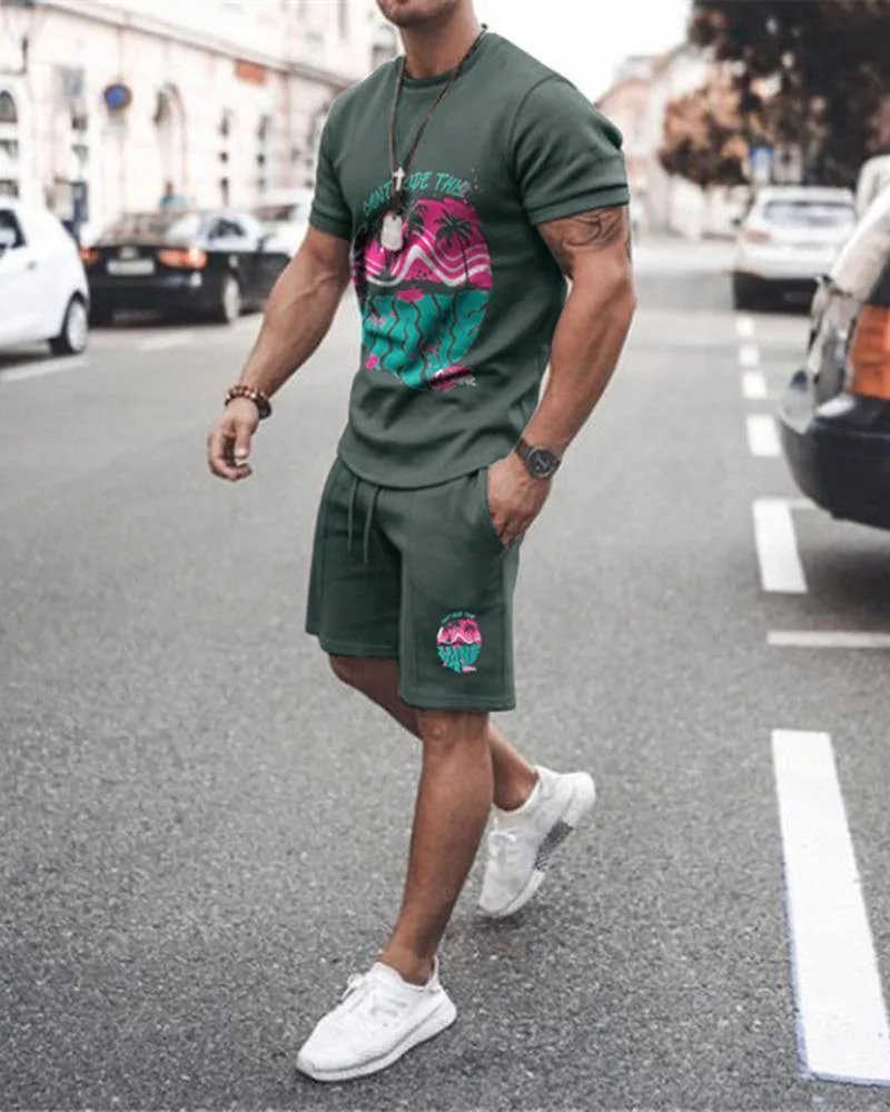 

Spring New Men's Short Sleeve T-Shirt Suit 2022 Fashion Tracksuit Oversized Clothing Sets Casual 3D Print Sweatshirt Sportswear