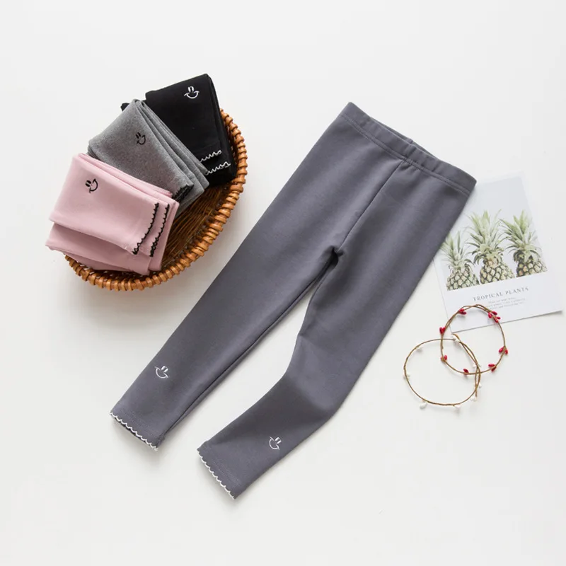 

Casual Children Leggings For Girls Leggings Cotton Trousers Kids Pants Girl Print Embroidered smiley Legggings Autumn Spring