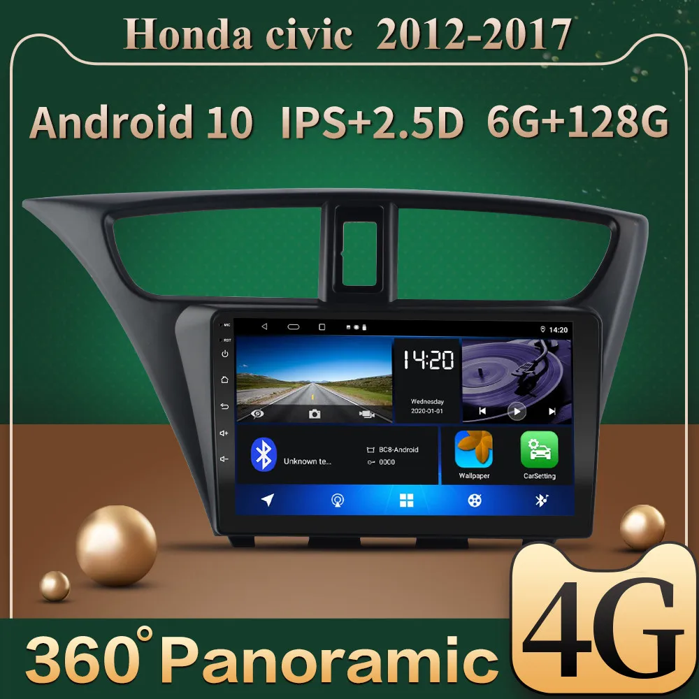 8/9 ”Android 10 360 панорамный sunroof радио GPS видеоплеер для Honda CIVIC Hatchback 2012-2017 Bluetooth