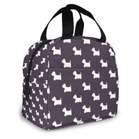 kawaii westie portable lunch bag outdoor food bag oxford cloth insulation handbag meal bag picnic cooler bolsatermica