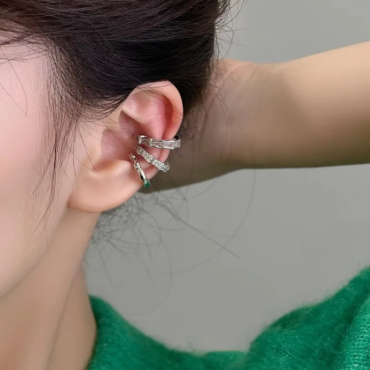 Роскошные поддельные пирсинг золотого и серебряного цвета манжеты для ушей