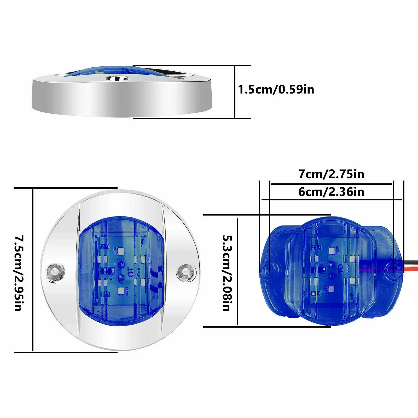 

Blue Lights Light Stern Boat Waterproof 12V DC Accessories Cabin Courtesy Deck
