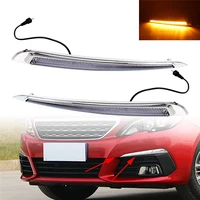 1 pair led drl daytime running lights turn signal lamp for peugeot 308 2016 2018 auto driving fog lamp car light assembly parts