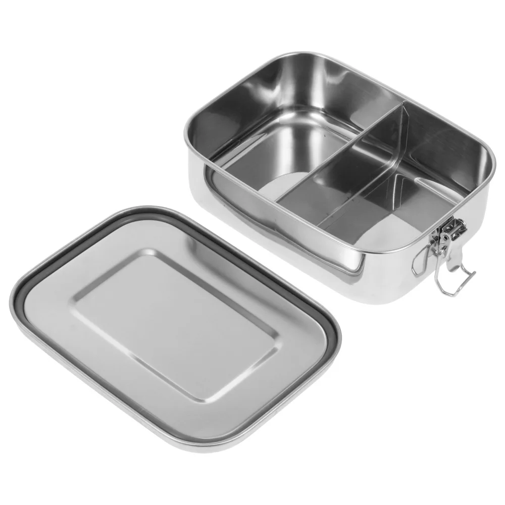 

1pc Sealed Stainless Steel Bento Box Two-grids Food Preservation Box