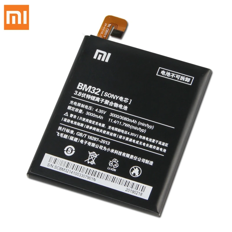 Оригинальная сменная батарея для Xiaomi mi 4 M4 mi 4 BM32, настоящая батарея для телефона 3080 мАч