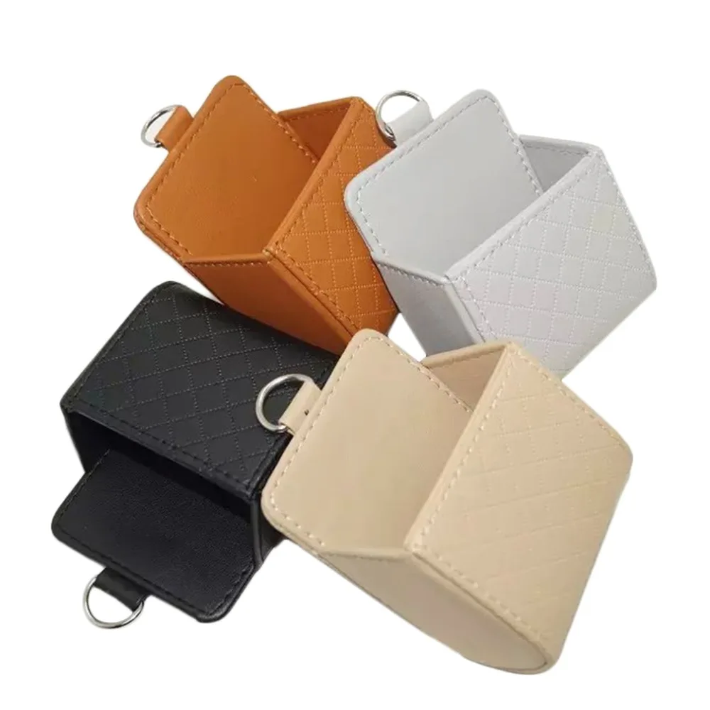 

Newest Black/Beige/Grey/Brown PU Leather Cars Vehicle Trash Mobile Phone Storage Holder Pouch Bag Organizer Car Accessories