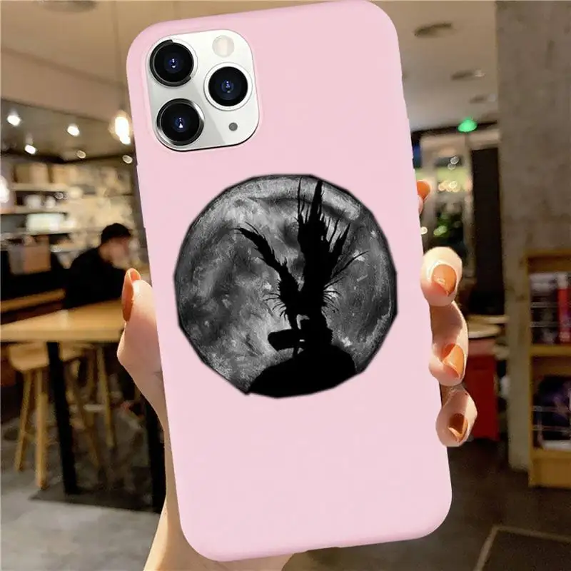 

rem and misa death note anime Phone Case Pink Candy Color for iPhone 6 7 8 11 12 s mini pro X XS XR MAX Plus