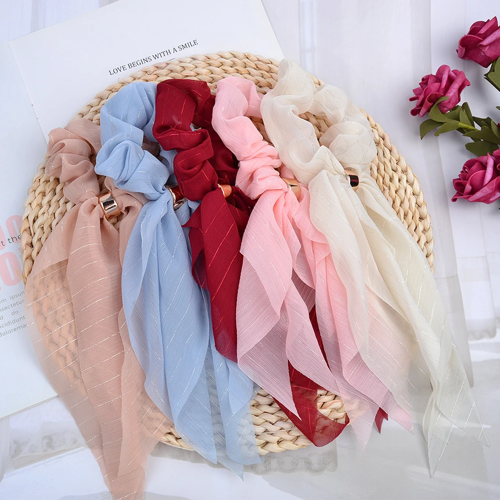 Новинка однотонные шифоновые резинки для волос шелковые хвостовые волосы
