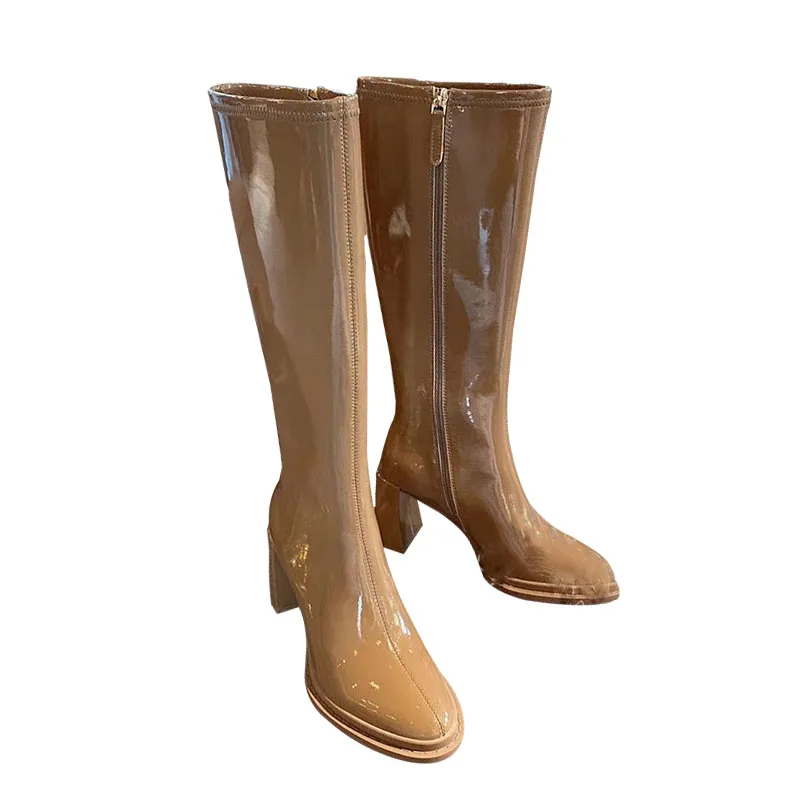 

long boots female 2020 autumn winter genuine leather fashion Boots high boots, female high-heeled shoes