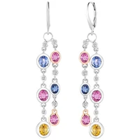 tourmaline long dangle drop earrings for women white gold color hanging charm party apyrite setting rubellite jewelry accessory